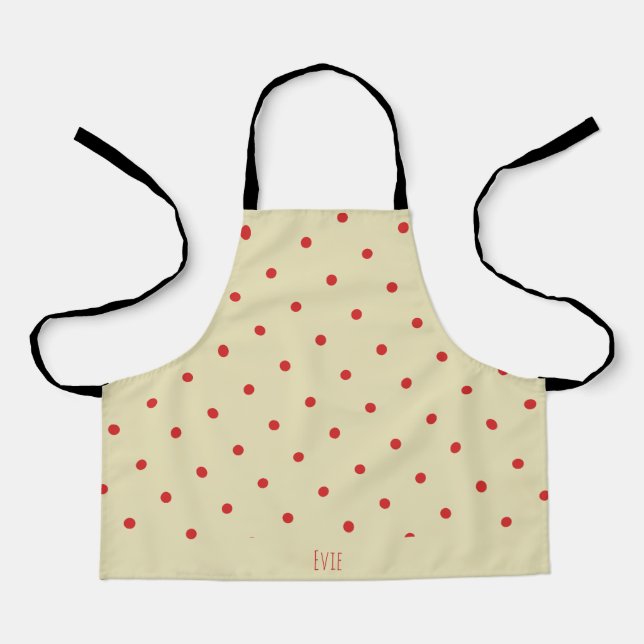 Circles Beige Red Minimal Pattern Apron (Front)