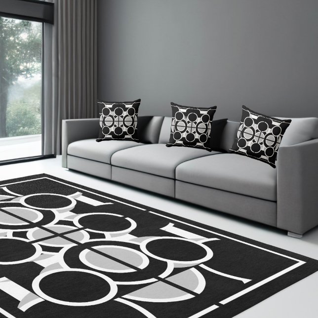 Circles black white modern geometric patterns  cushion (Creator Uploaded)