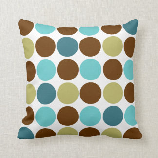 Circles - blue olive and brown balanced pattern cushion