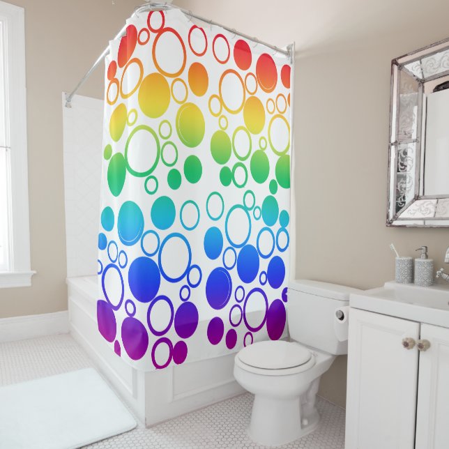 Circles, Bubbles, Rainbow colours Shower Curtain (In Situ)