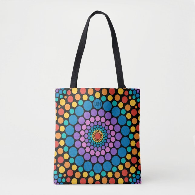 Circles Circles! Multicolored Monogram Tote (Front)