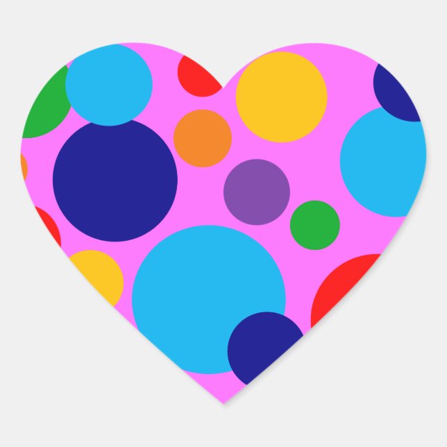 Circles & Dots Heart Sticker (Front)
