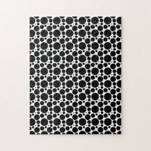 Circles & Dots in 7 Sizes: Repeating Black & White Jigsaw Puzzle