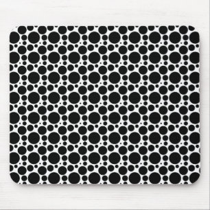 Circles & Dots in 7 Sizes: Repeating Black & White Mouse Mat