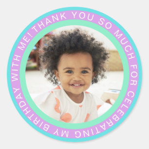 Circles Frame   Mermaid   Photo Birthday Thank You Classic Round Sticker