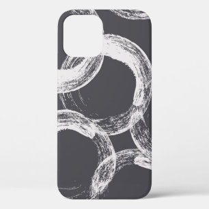 Circles Geometric Seamless Black Background iPhone 12 Case