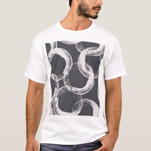 Circles Geometric Seamless Black Background T-Shirt (Front)