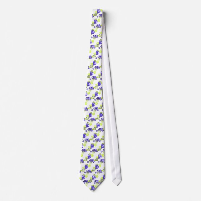 Circles, Green blue on white background Tie (Front)