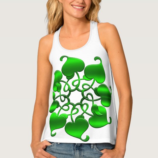 circles green element with leaves tank top