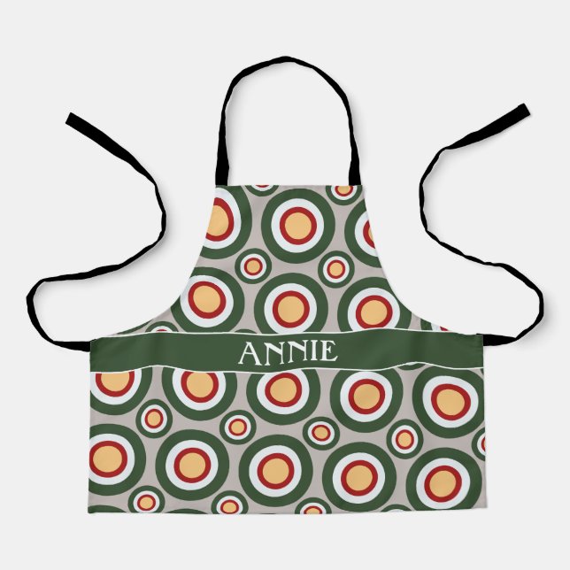 Circles Grey Green Minimal Pattern Apron (Front)