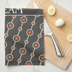 Circles Grey Orange Minimal Pattern Tea Towel