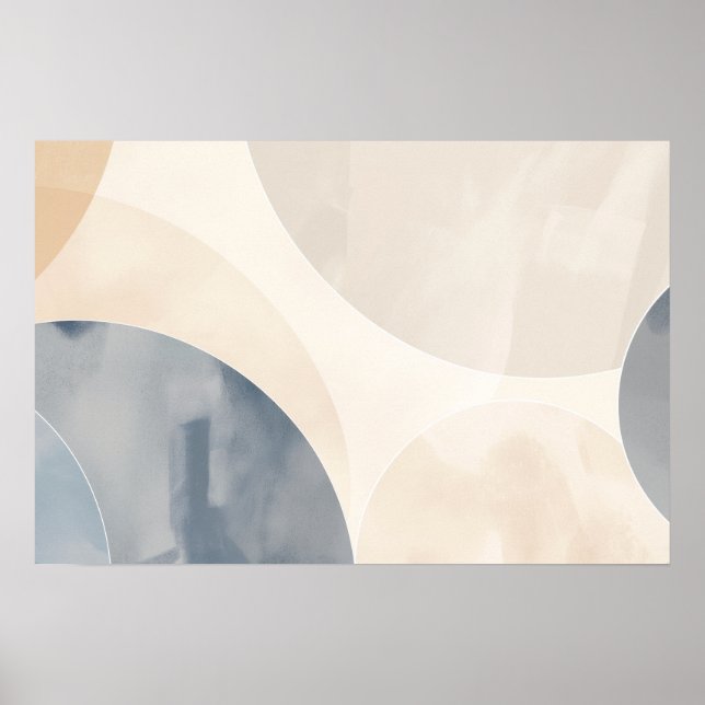 Circles in grey and beige with copy space poster (Front)