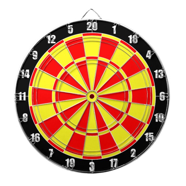 Circles in Red & Yellow on Black Dartboard (Front)