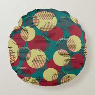 Circles Lines: Abstract Seamless Pattern Round Cushion
