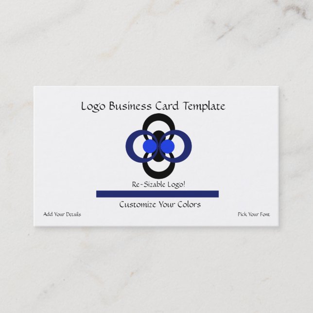 Circles Logo - Simple Black Blue Logo Business Card (Front)