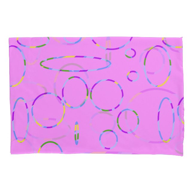 Circles Loops Pink Pillowcase (Front-Left)