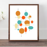 Circles Mid Century Modern Styled Poster<br><div class="desc">Add a pop of bold colour and style to your wall with this funky retro mid century modern print. Featuring circles,  ovals,  and lines in two shades of orange,  turquoise blue,  cream,  and black,  this print is sure to put a smile on your face.</div>