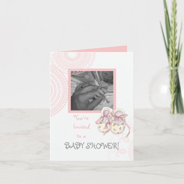Circles 'n Booties, Baby Girl Shower Invitation (Front)