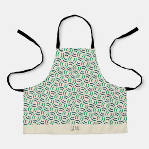Circles Navy Green Minimal Pattern Apron