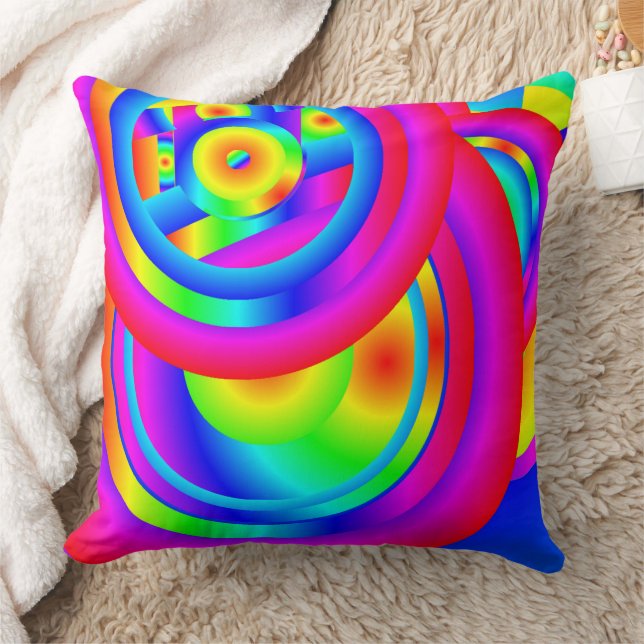 Circles of Colour Throw Pillow (Blanket)