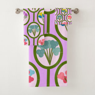 Circles of Flowers Bath Towel Set