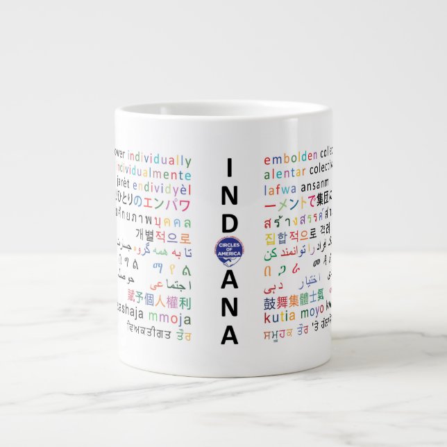 circles of Indiana - languages of Indiana 1p Large Coffee Mug (Front)