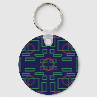 Circles on Blue Green Geometric Key Ring