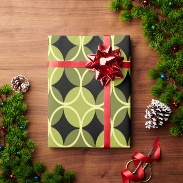 Circles on Circles - Green and Yellow Wrapping Paper (Holiday Gift)