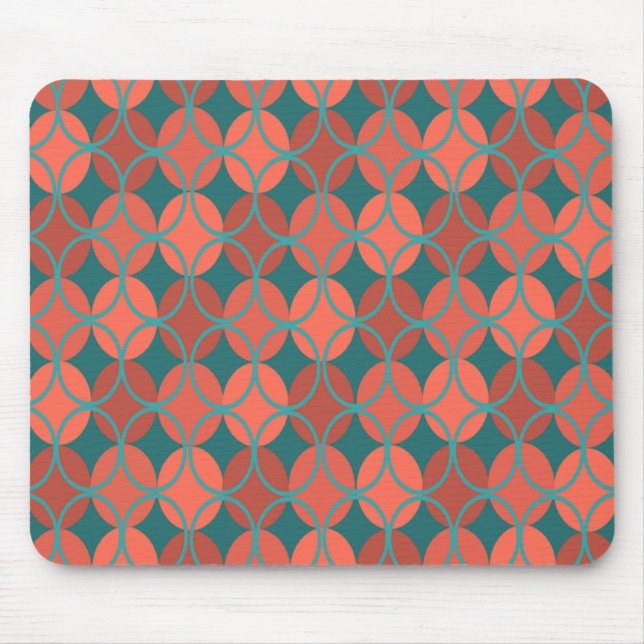 Circles on Circles - Teal and Orange Mouse Mat (Front)