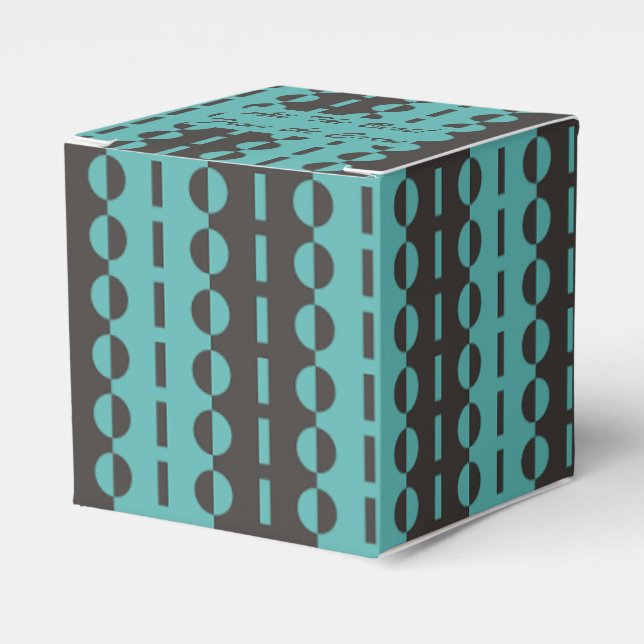 Circles on Stripes - Charcoal Aqua Blue Classic Favour Box (Front Side)