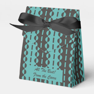 Circles on Stripes - Charcoal Blue Aqua Tent Favour Box