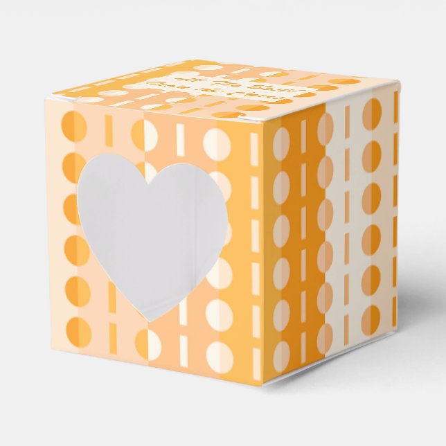 Circles on Stripes-Orange Peach Ombre Heart Favour Box (Front Side)