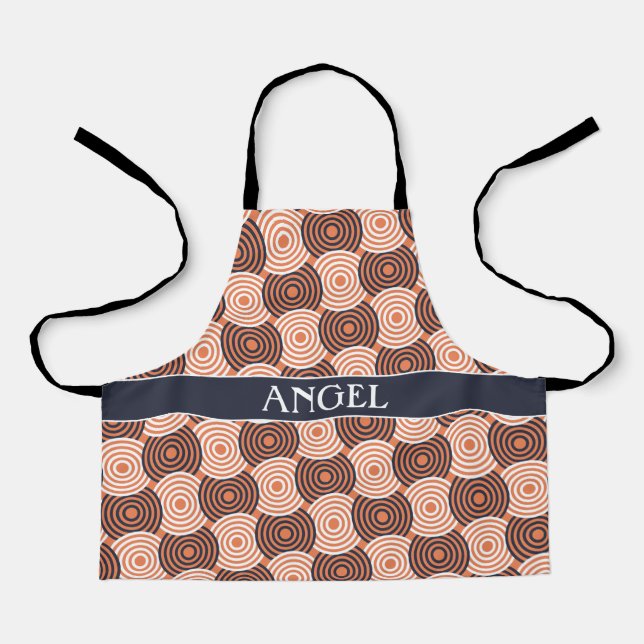Circles Orange White Minimal Pattern Apron (Front)