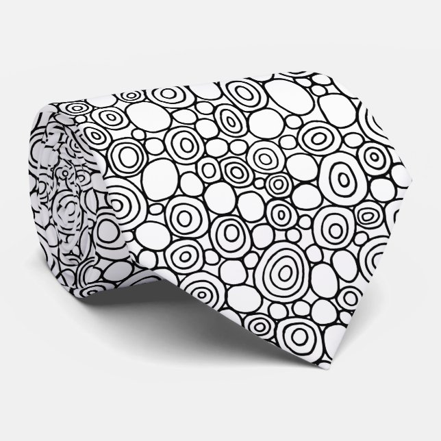Circles Pattern 210819 - Black and White Tie (Rolled)