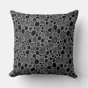 Circles Pattern 210819 -White on Black Cushion