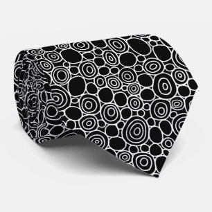 Circles Pattern 210819 - White on Black Tie