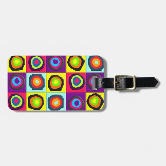circles pattern elastic hair tie luggage tag (Front Horizontal)