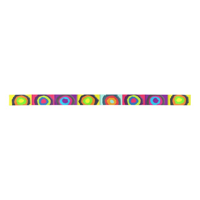 circles pattern elastic hair tie satin ribbon (Front)