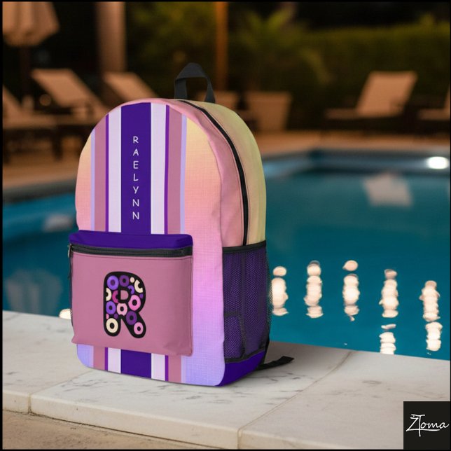 Circles Pattern Monogram Striped Backpack  (Creator Uploaded)