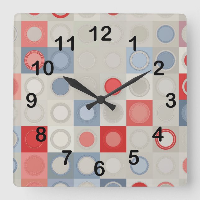 Circles pattern square wall clock (Front)