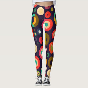 Circles Pink Blue Geometric Pattern Leggings