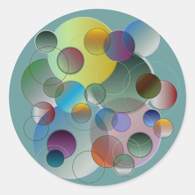 Circles, Rings, Geometric Shapes Classic Round Sticker (Front)