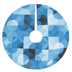 Circles Seamless: Abstract Blue Vintage Brushed Polyester Tree Skirt