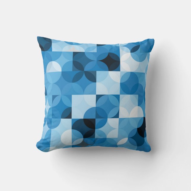 Circles Seamless: Abstract Blue Vintage Cushion (Front)