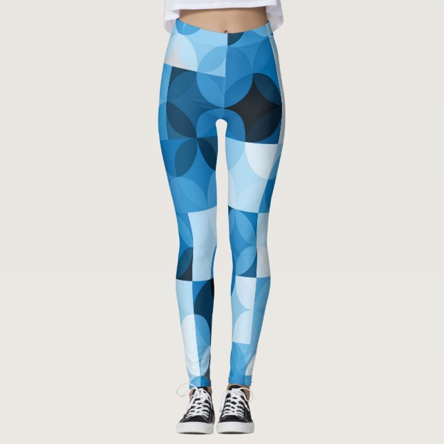 Circles Seamless: Abstract Blue Vintage Leggings (Front)