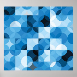 Circles Seamless: Abstract Blue Vintage Poster