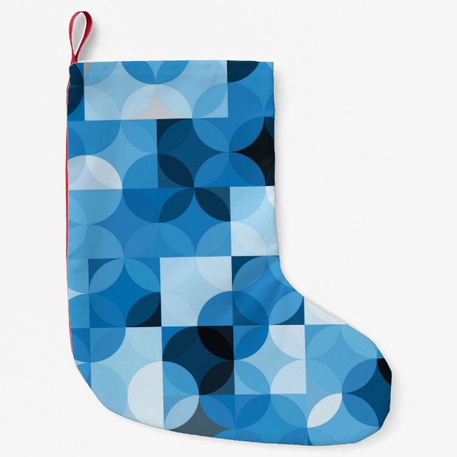 Circles Seamless: Abstract Blue Vintage Small Christmas Stocking (Front)