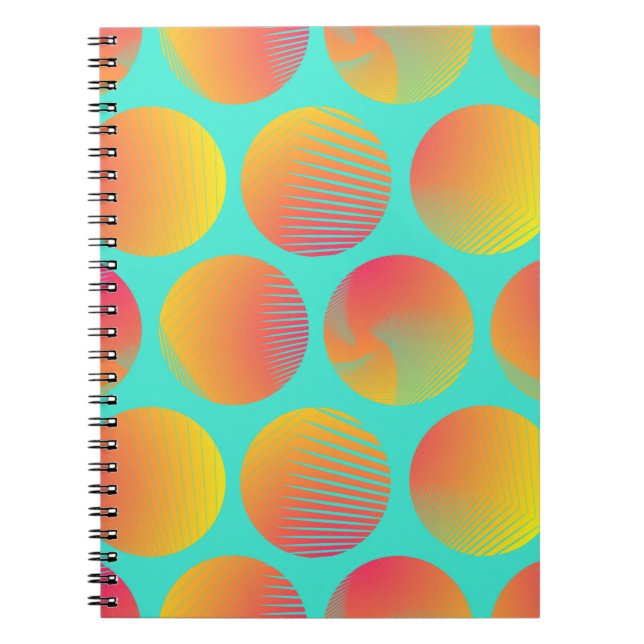 Circles Seamless Pattern: Orange and Blue. Notebook (Front)