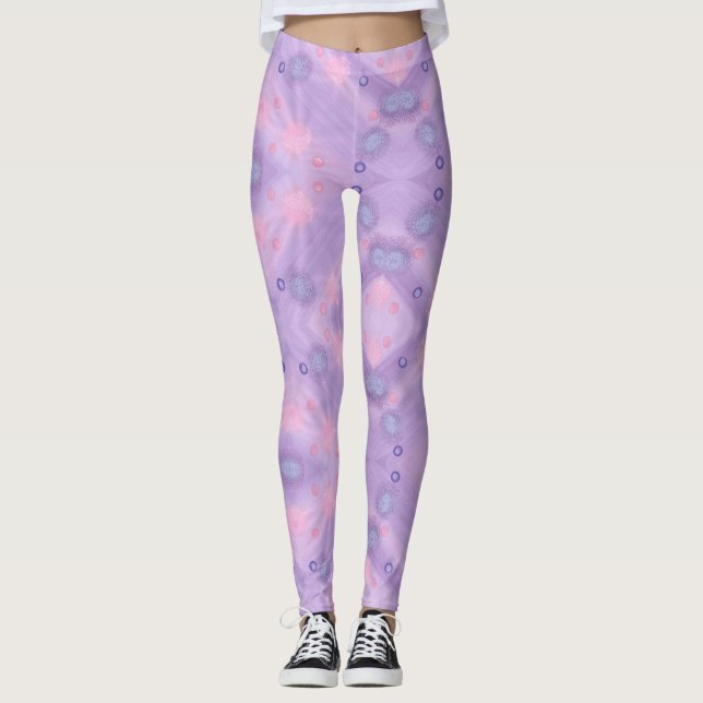 Circles Spheres Lavender Pink Blue Leggings (Front)
