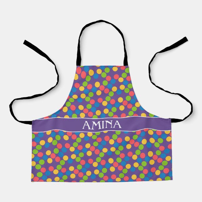 Circles Violet Peach Minimal Pattern Apron (Front)